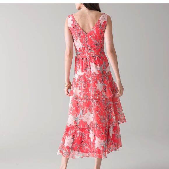 WHBM Pink Flirty Floral Print Midi Dress Sz 6 - Picture 3 of 9